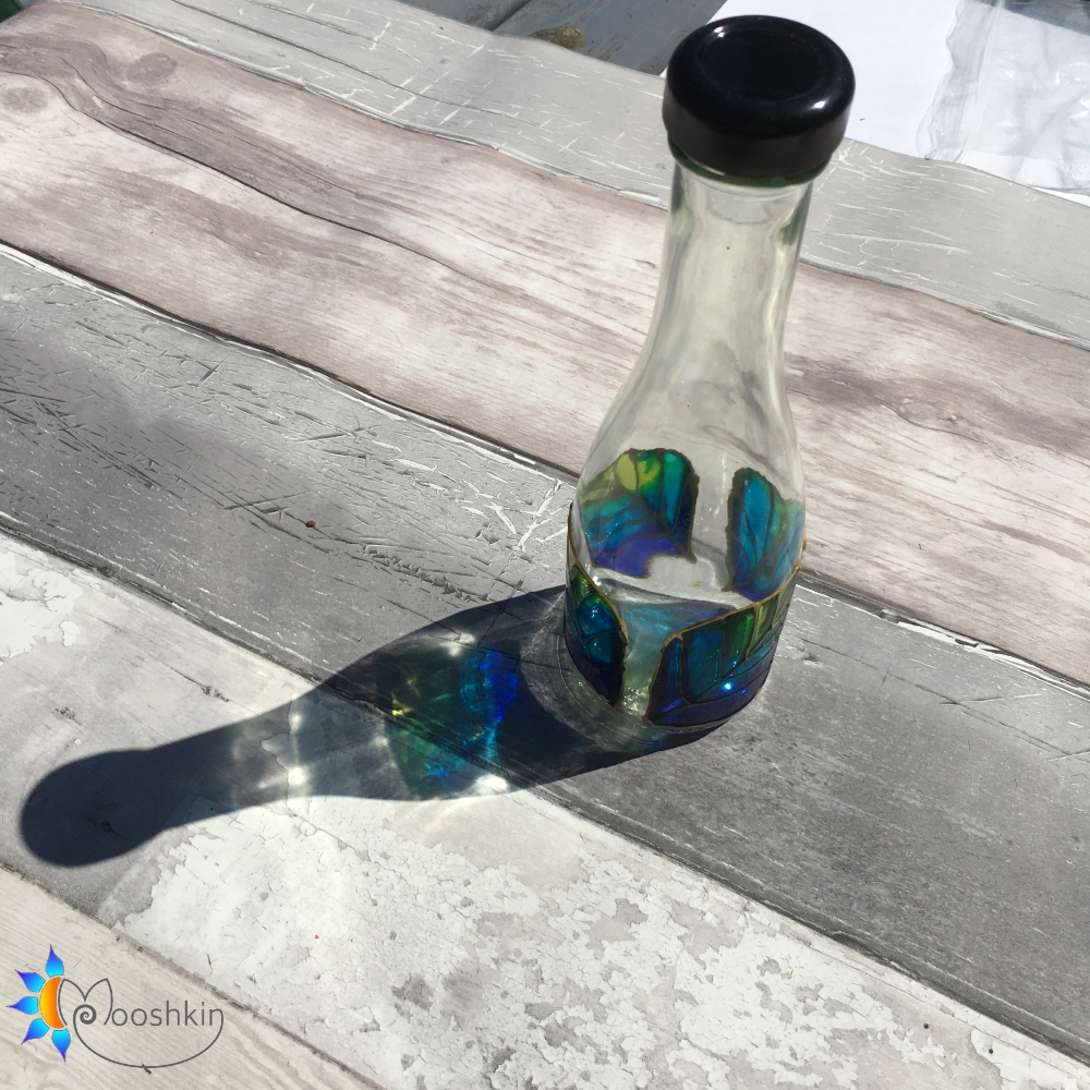 Hand painted skittle shaped bottles