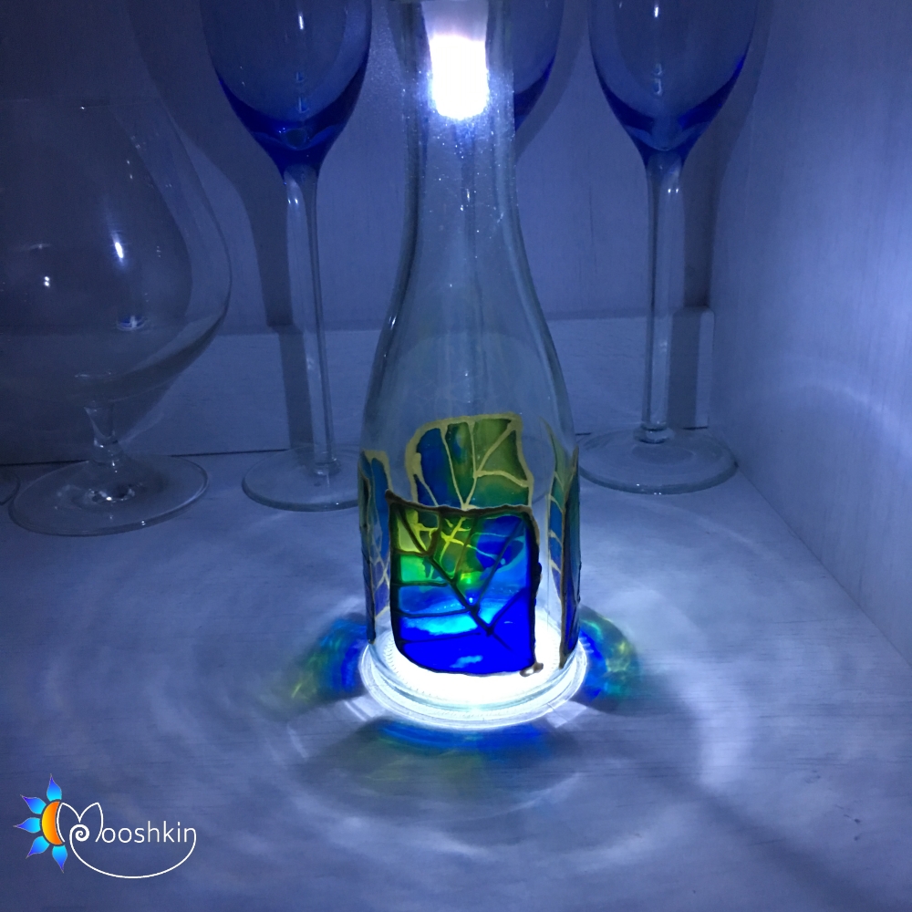 Hand painted skittle shaped bottles
