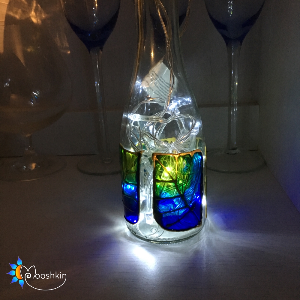 Hand painted skittle shaped bottles