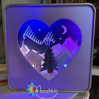 Lantin by Mooshkin: Tinter Wonderland 3 - O Christmas Tree - light-up Christmas scene cut from card, presented in a small tin.