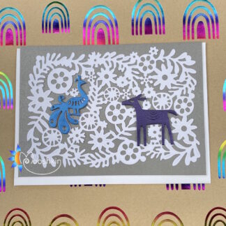 Handmade die cut greetings card: folk art doily