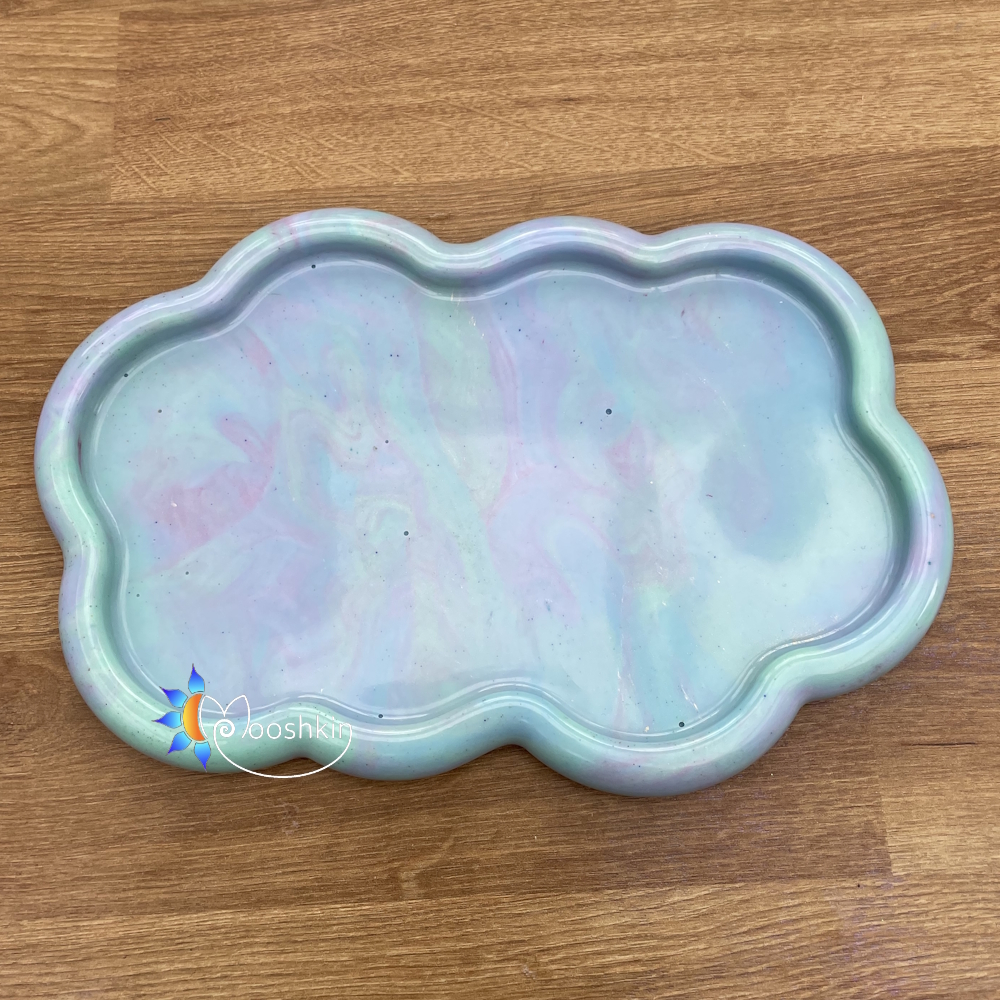 Handmade resin cloud tray in pastel shades