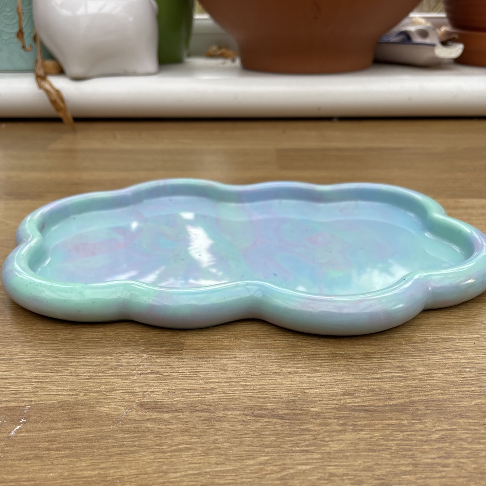 Handmade resin cloud tray in pastel shades