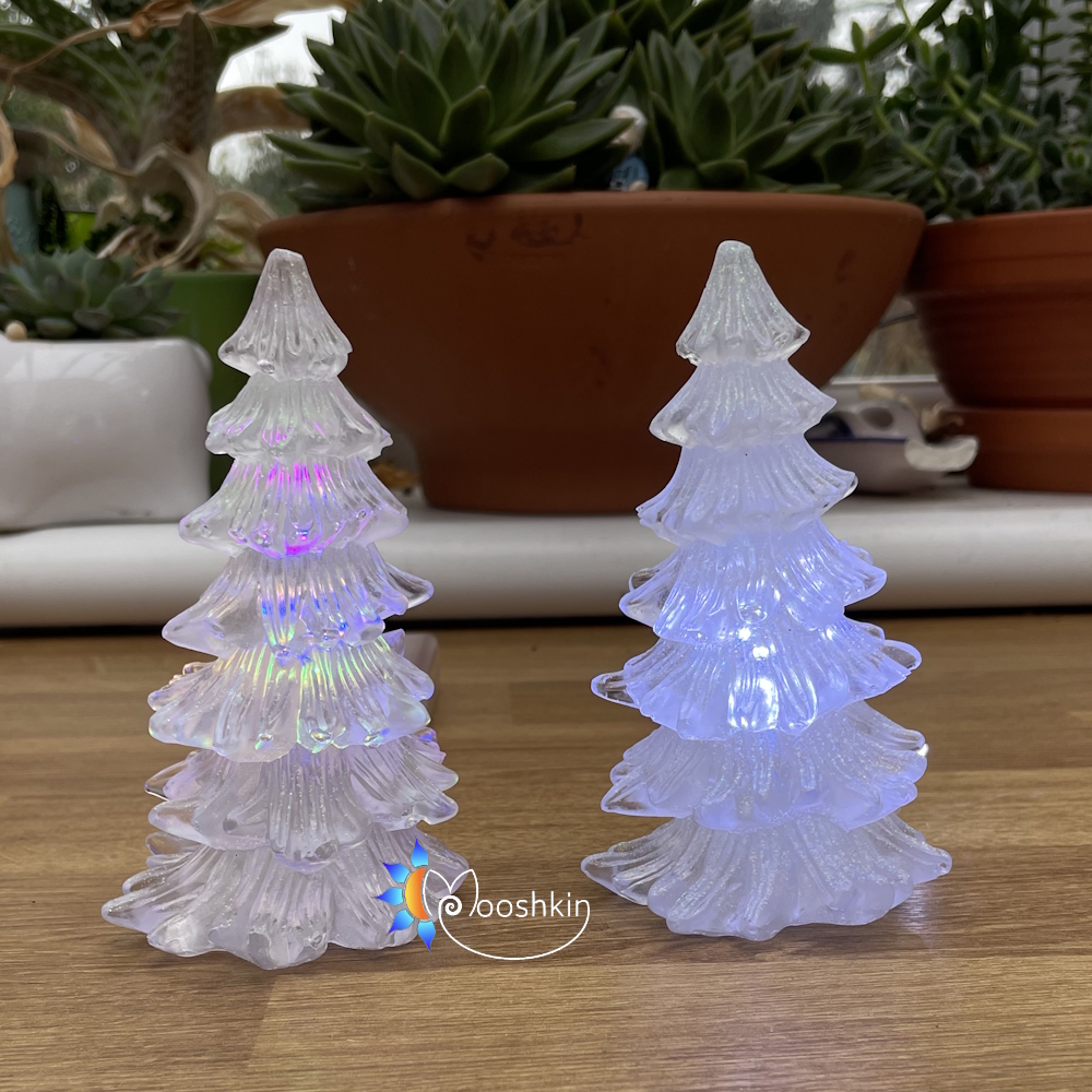 Handmade resin light-up Christmas trees
