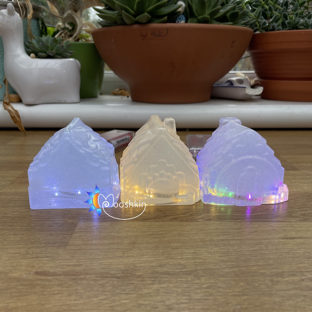 Handmade resin light-up cottages