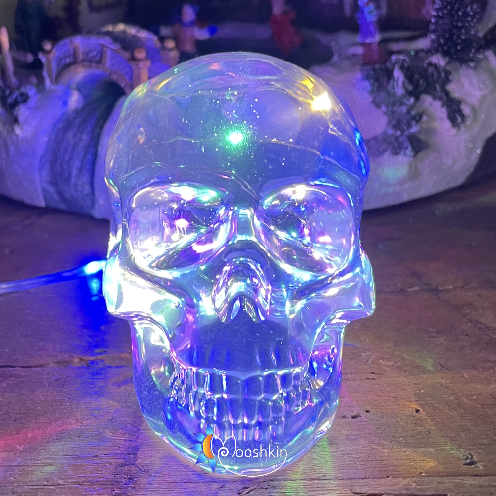 Handmade light-up resin skull