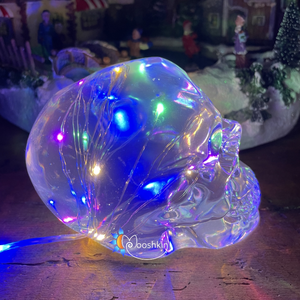 Handmade light-up resin skull