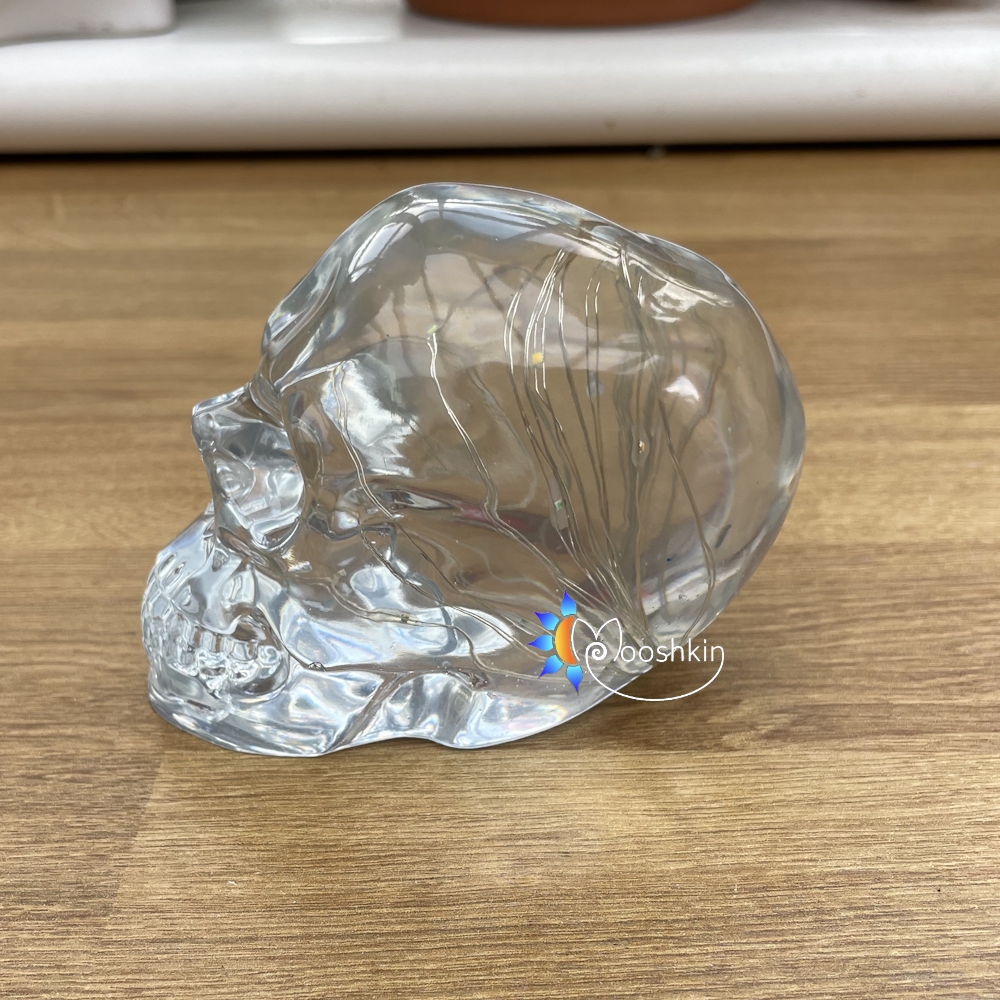 Handmade light-up resin skull